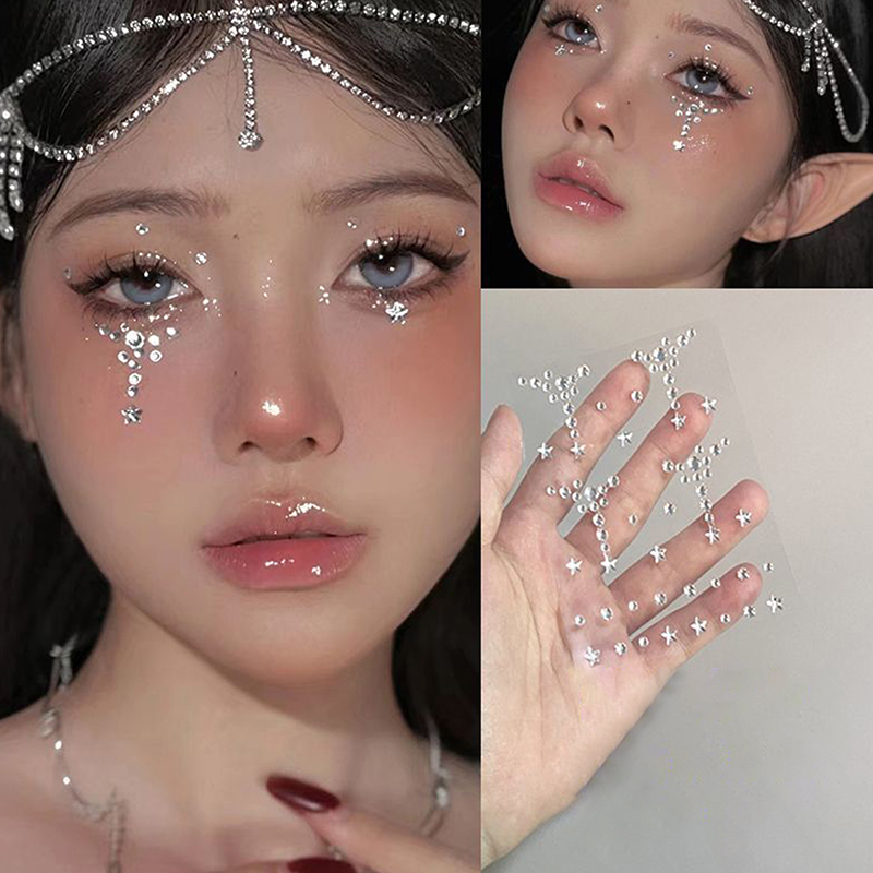 Beauty Gems Makeup - DIYアイフェイス用粘着式メイクアップ一時的なタトゥービューティージュエルステッカーフェスティバルボディアートデコレーション女性用パーティーボディジェムアクセサリー