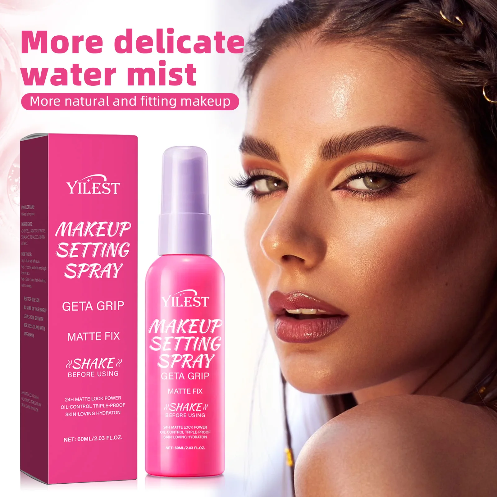 Setting Spray - マット防水セッティングスプレー 長時間キープメイクアップフィクサー 油分抑制 ノンスティッキーフィニッシュ 終日キープ デイリーユース