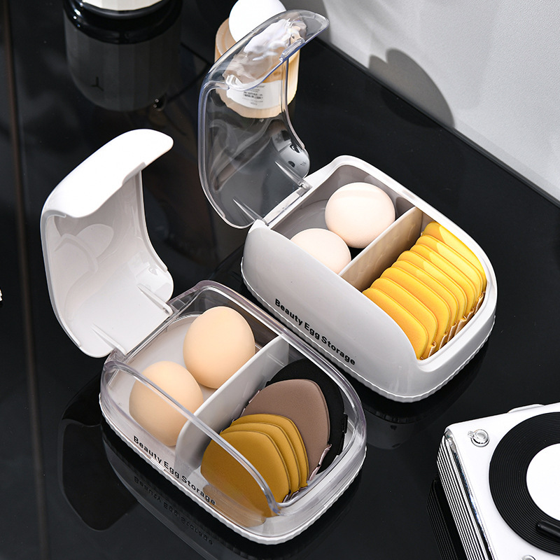 Cosmetic Sponge - 化粧スポンジ収納ボックス 蓋付き 防塵 ポータブルオーガナイザー ビューティーブレンダー化粧品用