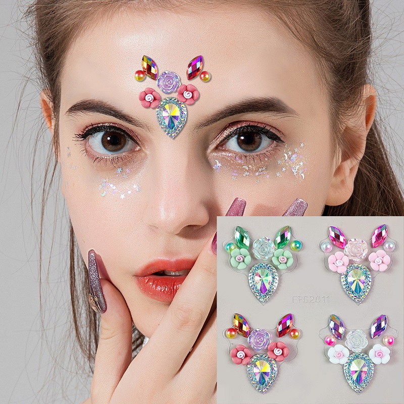 Beauty Gems Makeup - 新しい 3D ラインストーン顔フェスティバルメイクアップクリスタルステッカー顔宝石宝石ステッカー粘着グリッター顔