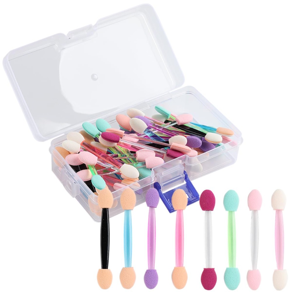 Eyeshadow Glitter Pigment - Fcozpjk 50個入り クロームネイルパウダーアプリケーターブラシ 収納ボックス付き | 使い捨てスポンジアプリケーター