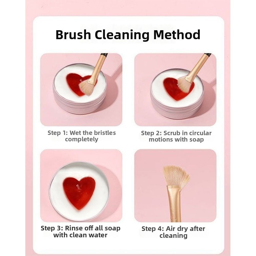 Cosmetic Sponge - ディープクリーンメイクブラシクリーナーソープ シリコンマット付き ハート型化粧スポンジクリーナー 速乾性 再利用可能 ビューティーツールウォッシャー