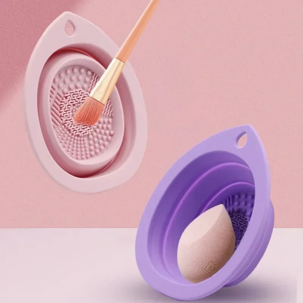 Makeup Brush Set - シリコーンメイクブラシクリーニングボウル折りたたみ式洗浄スクラブマットポータブル化粧ブラシクリーナーツール美容メイクブラシスポンジ
