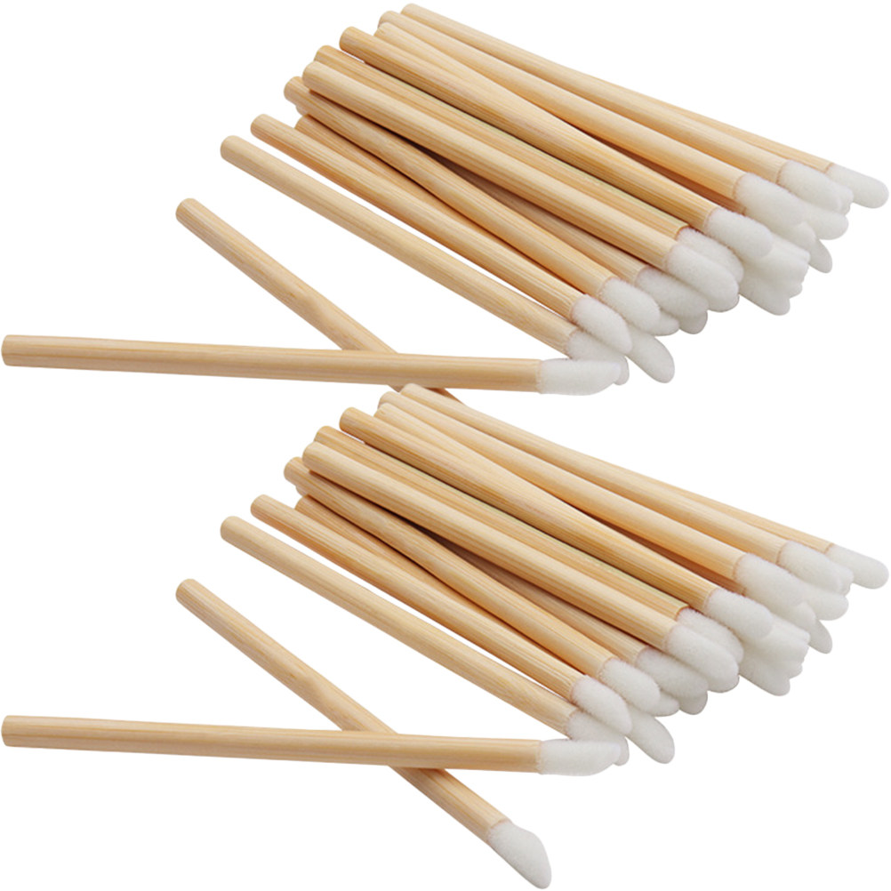 Makeup Brush Set - 100個入り木製リップスティックアプリケーター 使い捨てリップブラシセット 細かい植毛ヘッド リップグロス リップスティック アイシャドウ