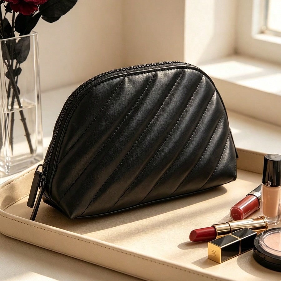Ysl Beauty Makeup Bag - YSLのバッグ ブラックキルティングレザーシェルコスメティックバッグ、取り外し可能なDIYチェーンハンドクロスボディミニポーチ、防水耐摩耗性TR