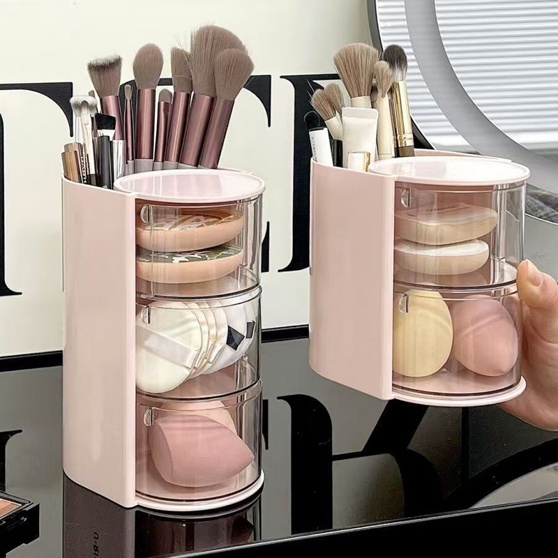 Beauty Makeup Egg - 1個入り コスメオーガナイザー 浴室用メイクアップクッションオーガナイザー ビューティーエッグ収納ディスプレイケース 回転式コンパートメントオーガナイザー