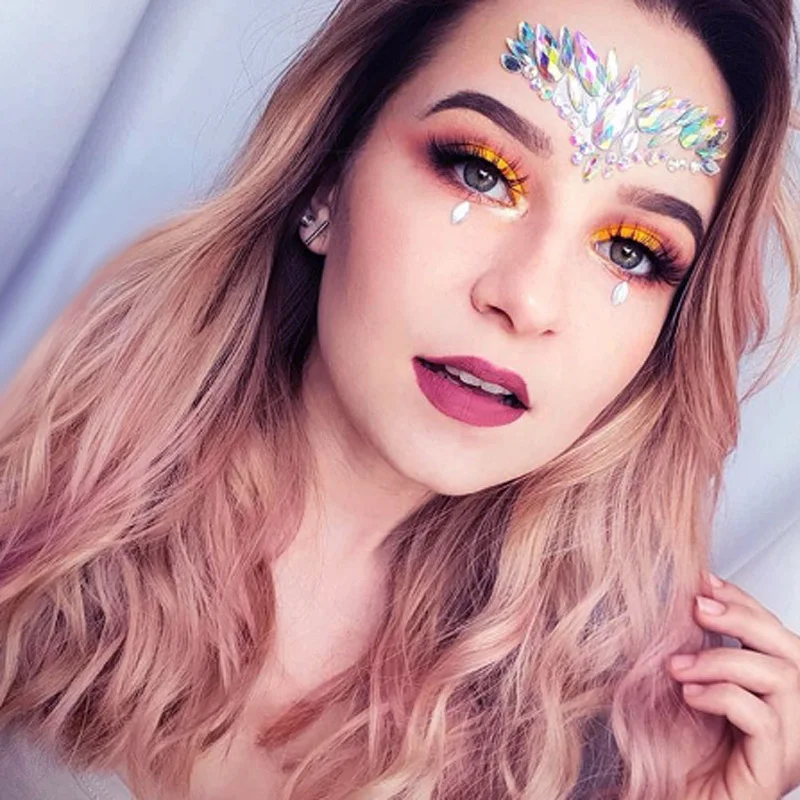 クリスタルフェイス宝石タトゥーステッカー女性グリッターフェイ - Beauty Gems Makeup のレビューと価格