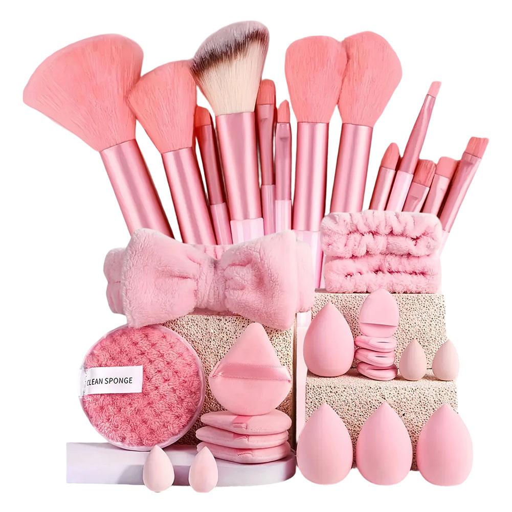 33個入りメイクブラシ＆スポンジセット、ピンクメイクパフ、ビ - Beauty Makeup Egg のレビューと価格