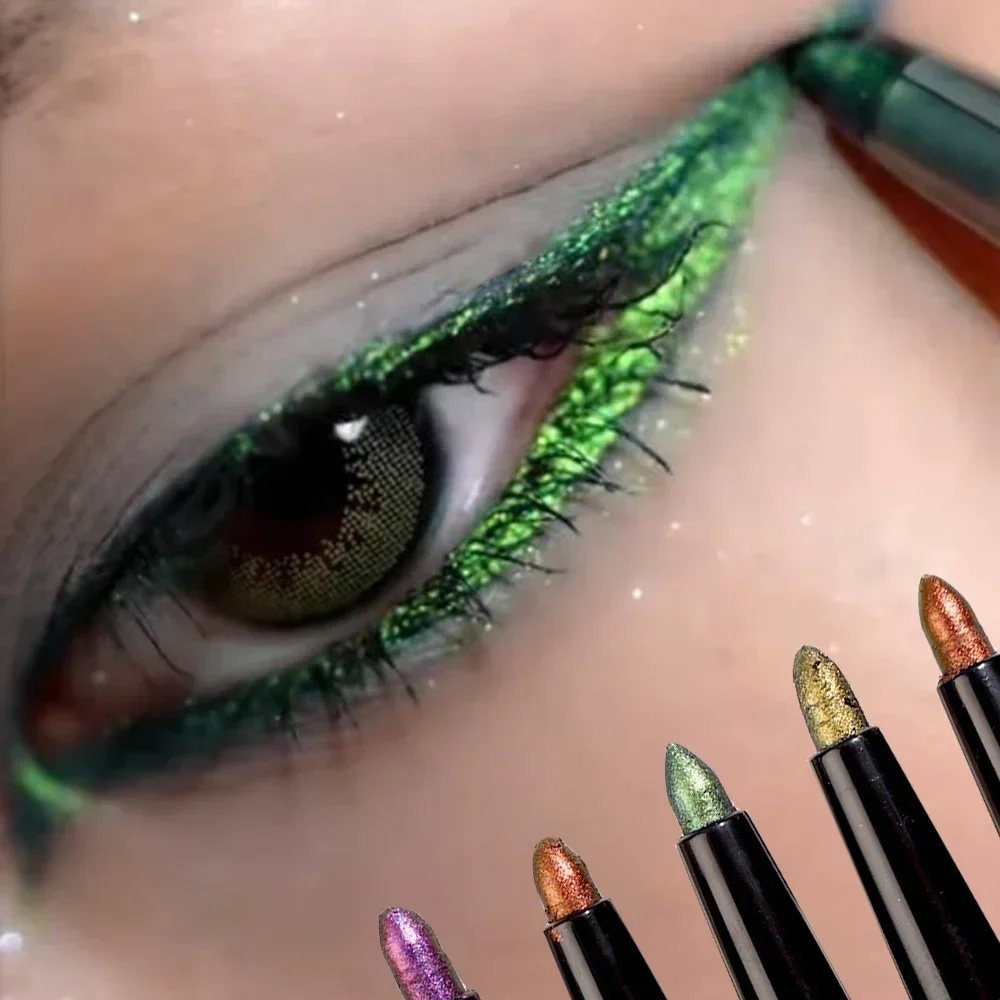 マルチクロームアイライナーペン持続光沢のあるメタリックアイシ - Eyeshadow Glitter Pigment のレビューと価格