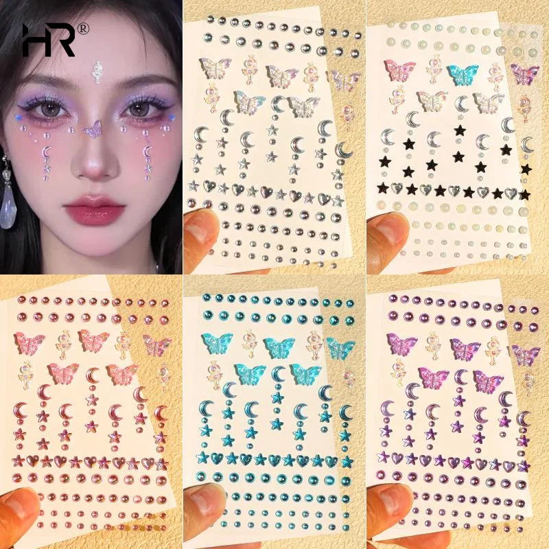 フェイシャルラインストーンステッカー蝶宝石クリスタルタトゥー - Beauty Gems Makeup のレビューと価格
