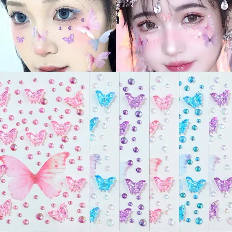 フェイシャルラインストーンステッカー蝶宝石クリスタルタトゥー - Beauty Gems Makeup のレビューと価格