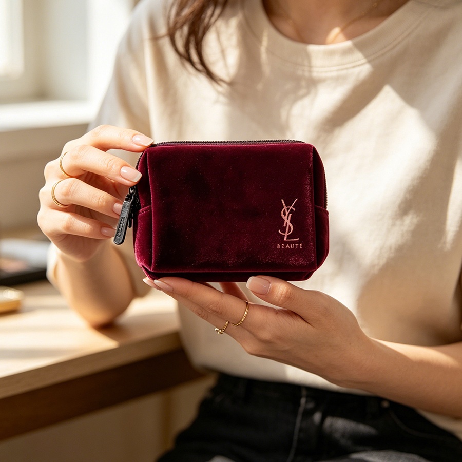 YSLのバッグ ワインレッドベルベット ミニポータブルスクエ - Ysl Beauty Makeup Bag のレビューと価格