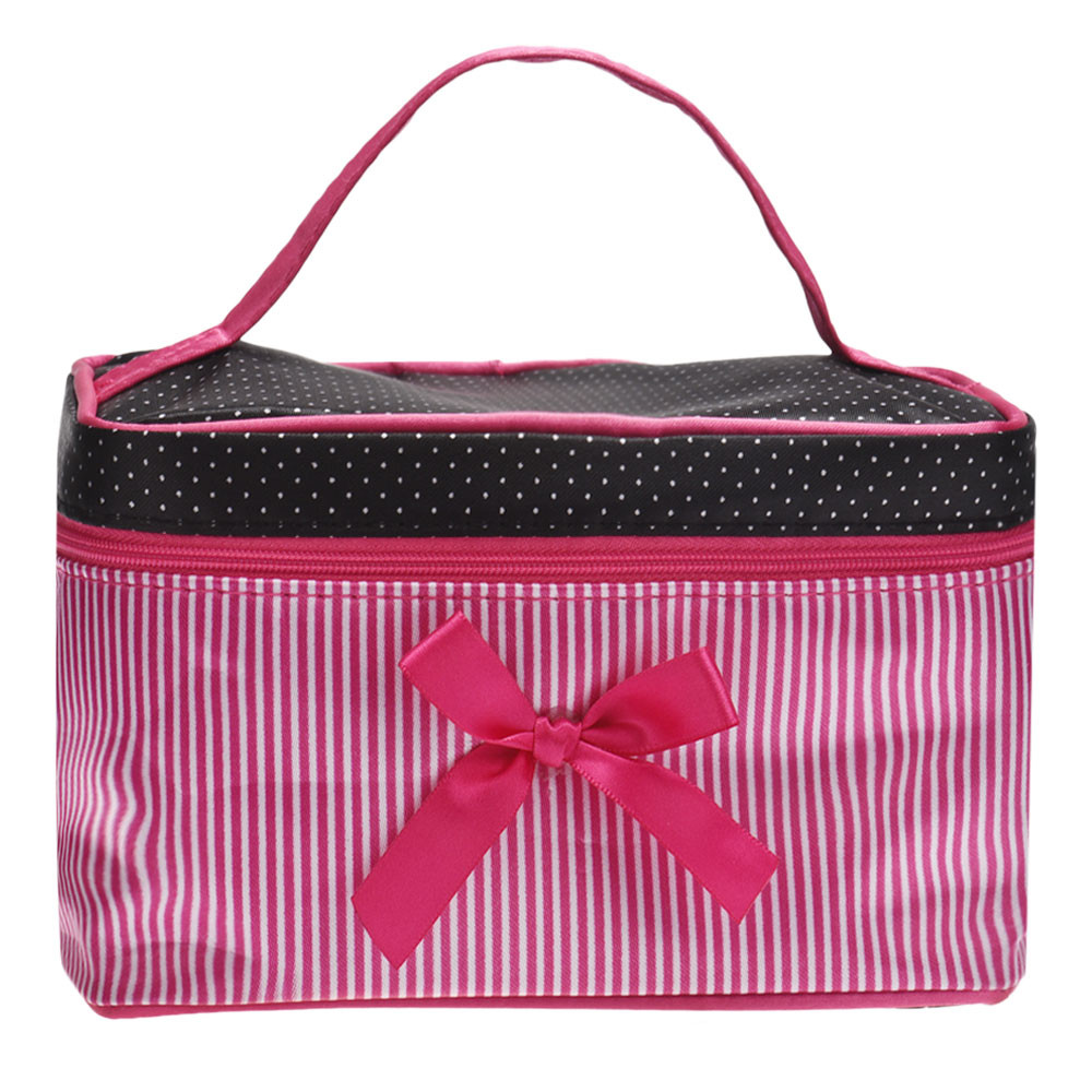 女性旅行弓ストライプメイクアップバッグガール化粧品袋化粧美容 - Ysl Beauty Makeup Bag のレビューと価格