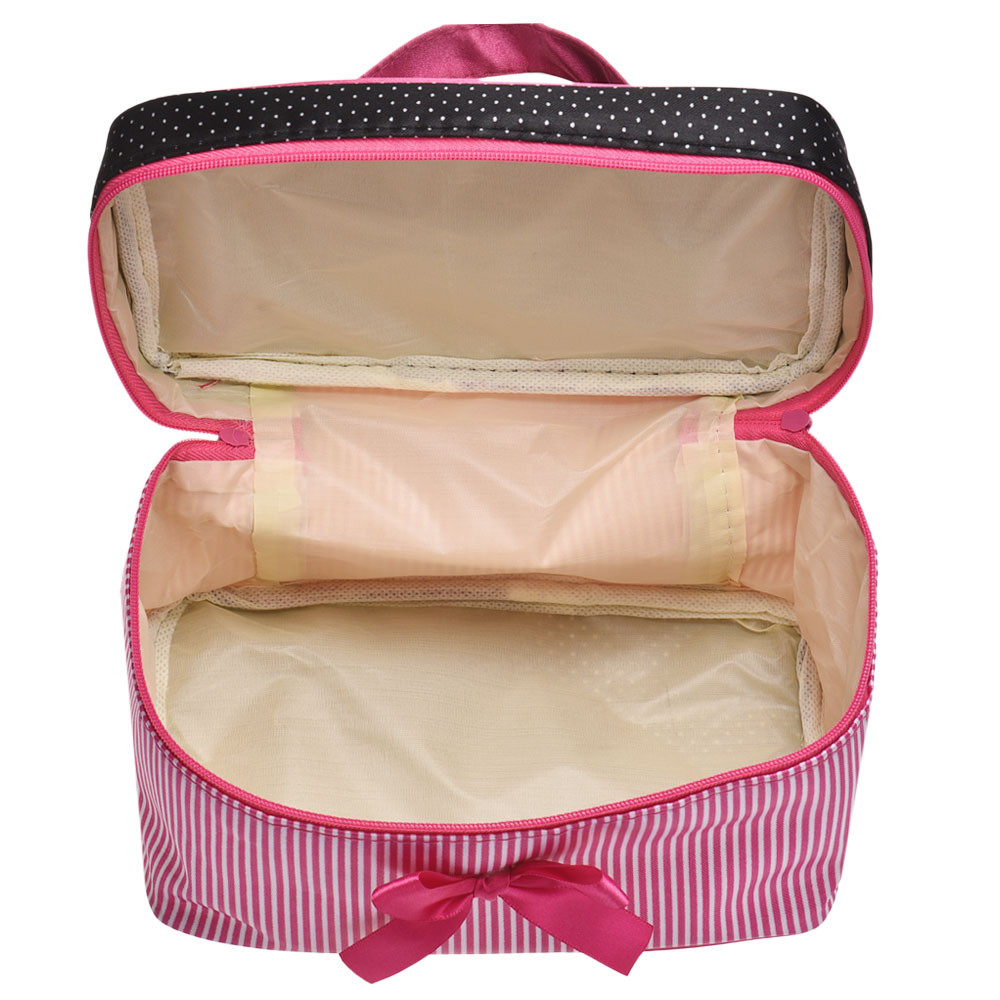 女性旅行弓ストライプメイクアップバッグガール化粧品袋化粧美容 - Ysl Beauty Makeup Bag のレビューと価格