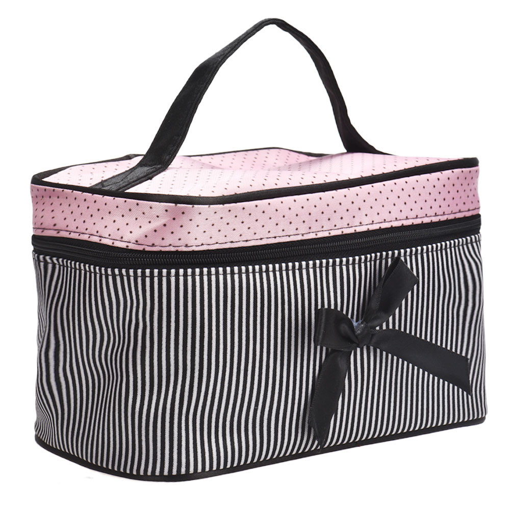 女性旅行弓ストライプメイクアップバッグガール化粧品袋化粧美容 - Ysl Beauty Makeup Bag のレビューと価格