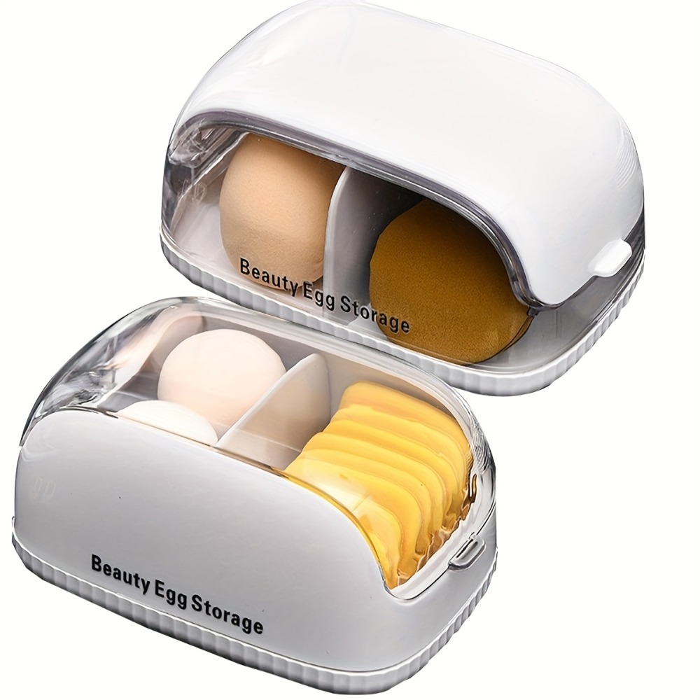 デュアルコンパートメント美容スポンジ収納ボックス透明蓋メイク - Cosmetic Sponge のレビューと価格