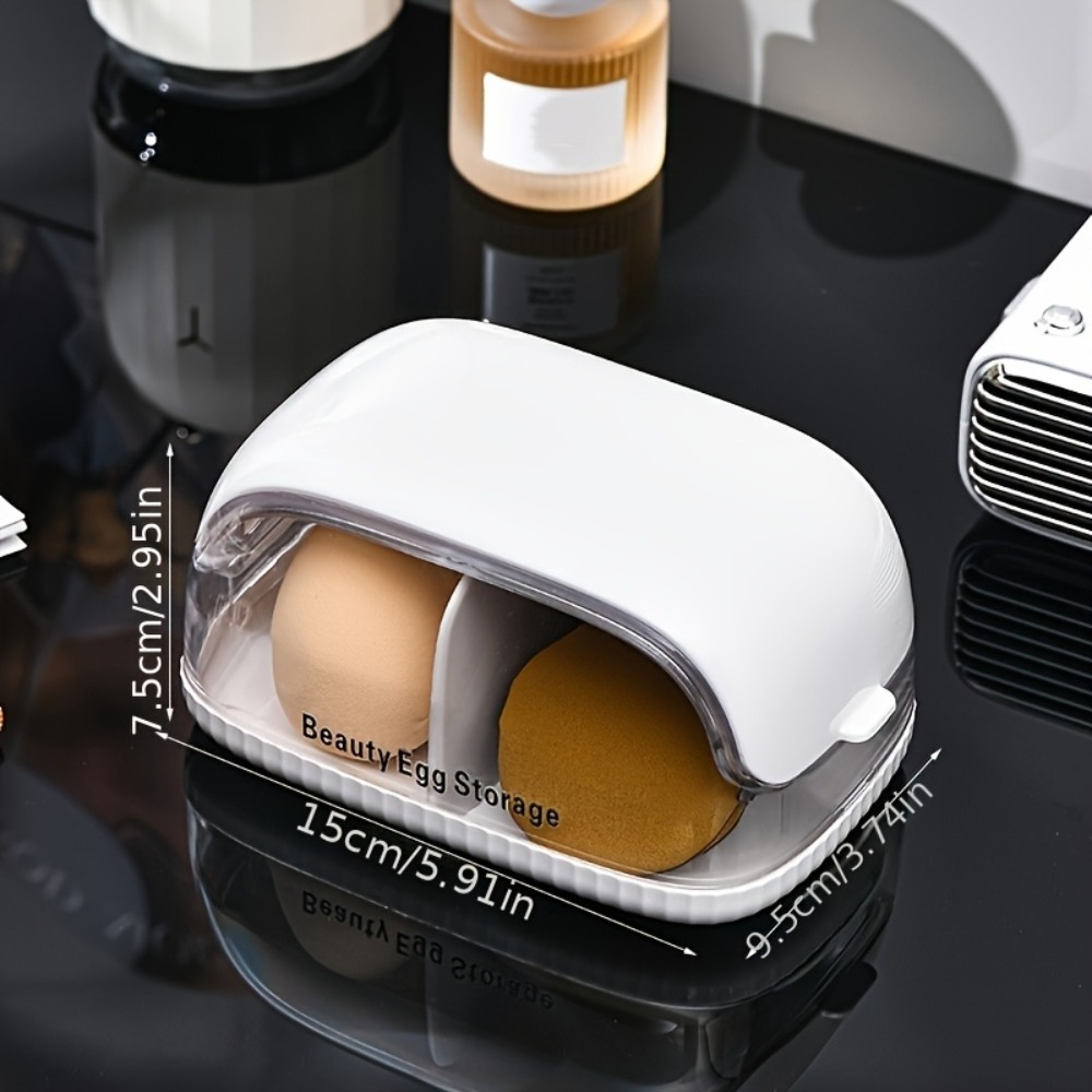 デュアルコンパートメント美容スポンジ収納ボックス透明蓋メイク - Cosmetic Sponge のレビューと価格
